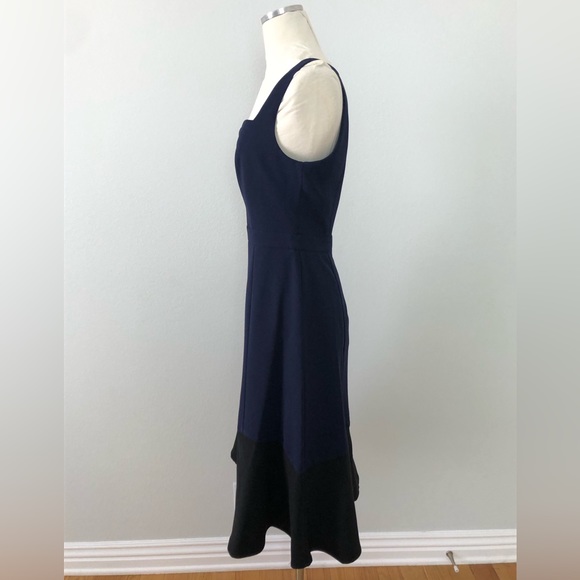 NWOT Harlyn Navy Black Color Block Flounce Hem Cocktail Dress Sweetheart Neck - Picture 5 of 9